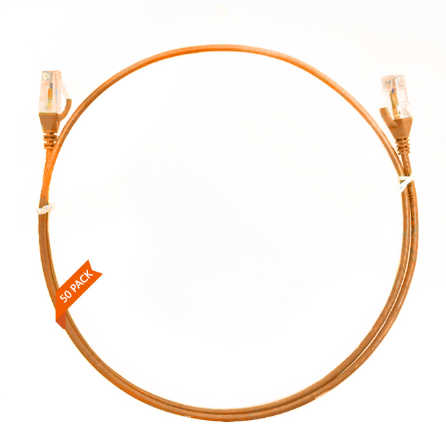 4Cabling 1.5M Cat 6 Ultra Thin LSZH Pack Of 50 Ethernet Network Cable. Orange