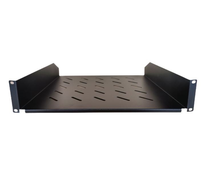 LDR Cantilever 2U Shelf, 452MM Depth, Ideal For 19' 1000MM Deep Cabinets - Black Metal Construction