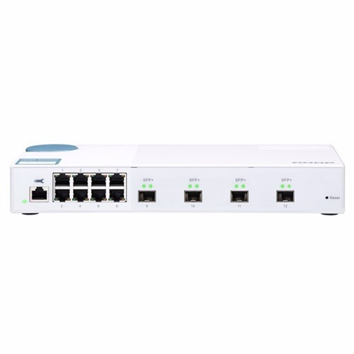 Qnap 12 Port Web Managed Switch, 10GbE SFP+(4), GbE(8), 2YR