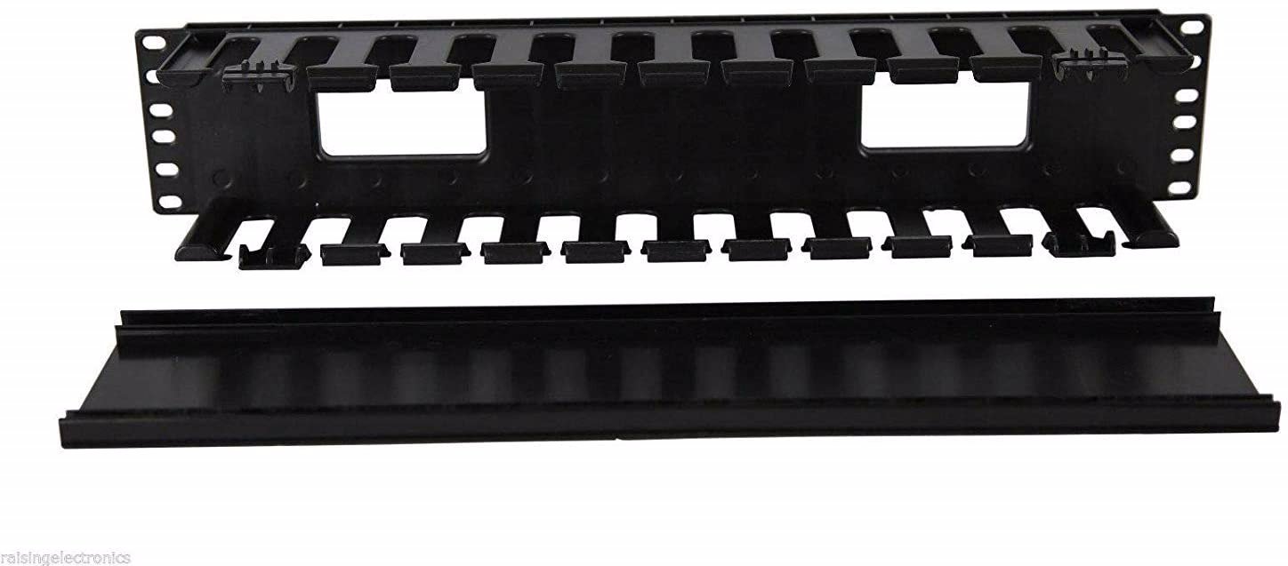 19 Inch 2U Rack Mount Cable Management Unit 12 Slots with Panel Plastic