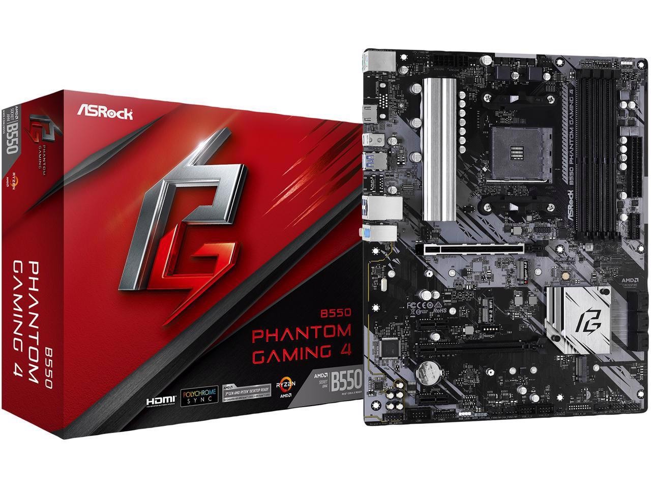 ASRock B550 Phantom Gaming 4 Am4 Amd B550 Sata 6Gb/s Atx Amd Motherboard