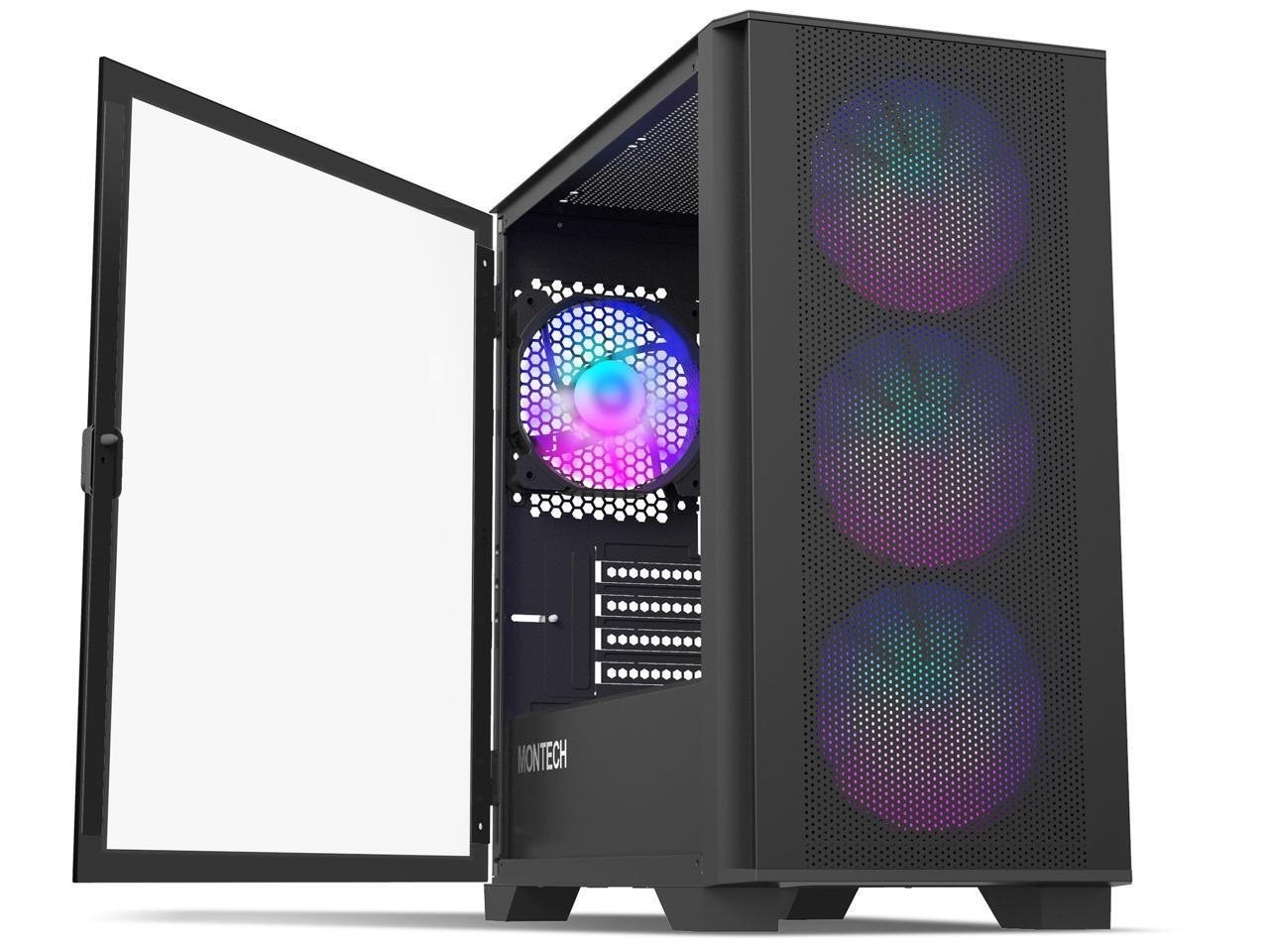 Montech Air 100 Argb Micro-Atx Tower With Four Argb Fans Pre Installed