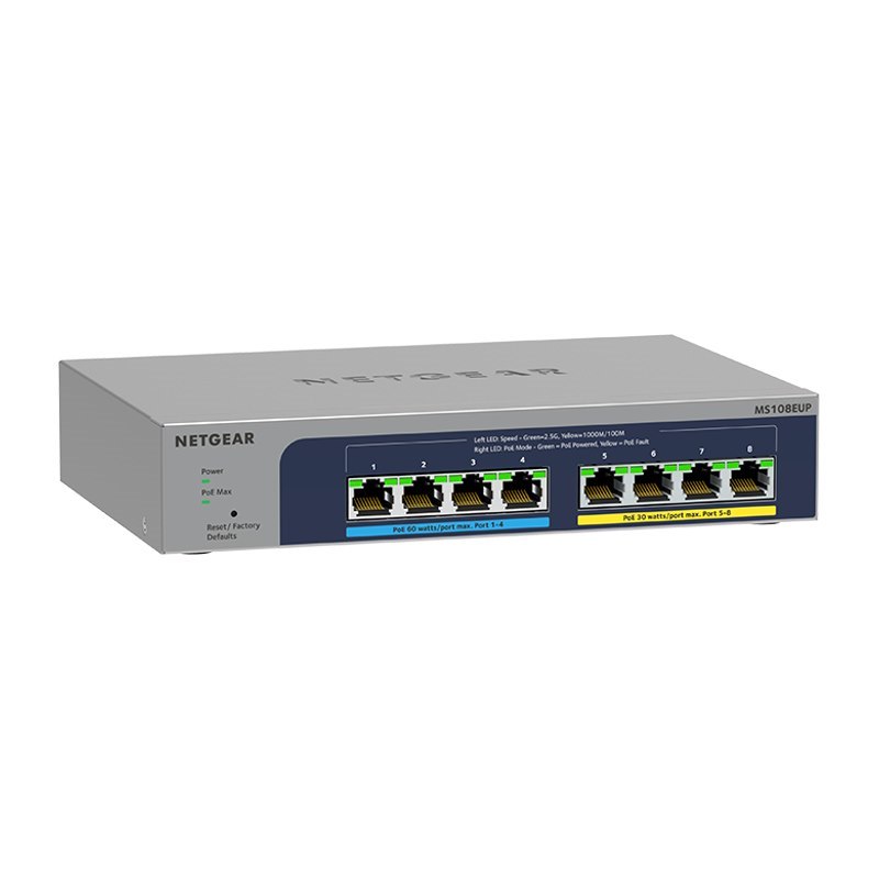 Netgear Ms108eup 8-Port Ultra60 PoE++ Multi-Gigabit (2.5G) Ethernet Plus Switch