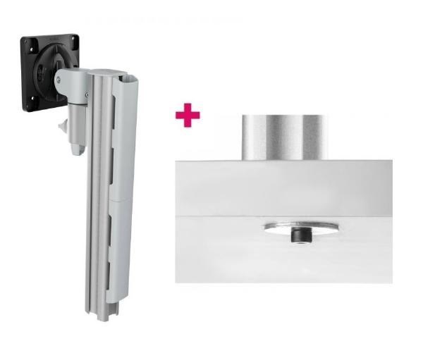 Atdec Awms-1340 130MM Arm + 400MM Post / 12KG (26.5LB) Flat Screens, 10KG (22LB) Curved Screens + Bolt-Through Desk Fixing, Silver
