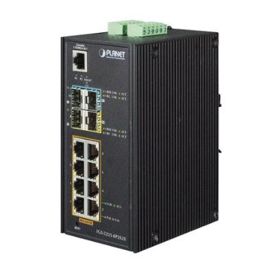 Planet 8 Port Industrial Switch, L2 Managed, 4 SFP Ports, -40 To 75 Deg C