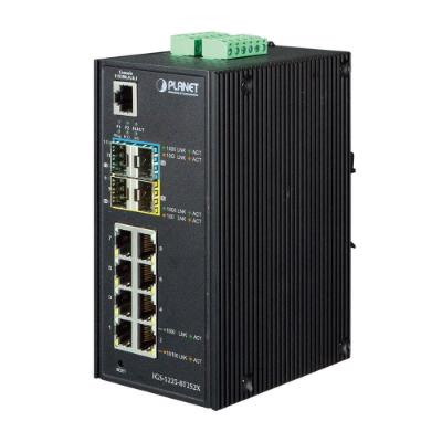 Planet 8 Port Industrial Switch, L3 Managed, 4 SFP Ports, - 40 To 75 Deg C