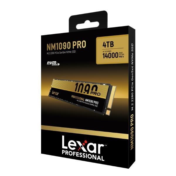 Lexar 4TB NM1090 Pro M.2 2280 PCIe Gen 5X4 NVMe SSD Up To 14000MB/s Read, 13000MB/s Write, Five-Year Limited Warranty, Dram- Based