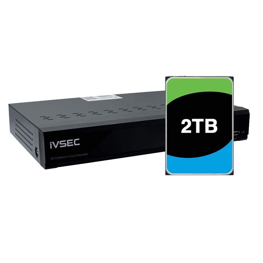 Ivsec | NR008XB-2TB | LX-Series 8 Channel NVR, 8MP, 8 PoE Ports, 1 Bay, H265, 4K Hdmi With Pre-Installed 2TB SkyHawk Surveillance HDD