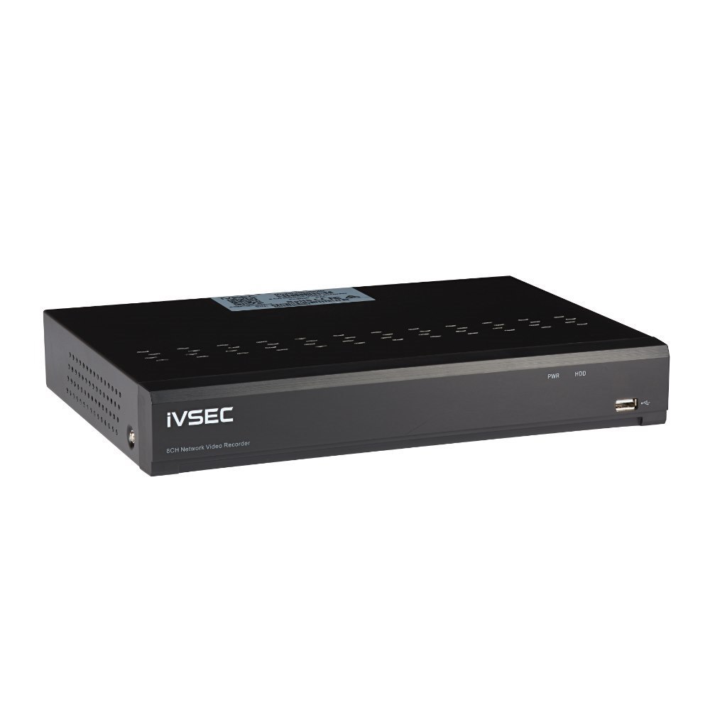 Ivsec | NR308XD | 8 Channel NVR, 12MP, 8 PoE Ports, 1 Bay, H265 4K Hdmi, Ivs