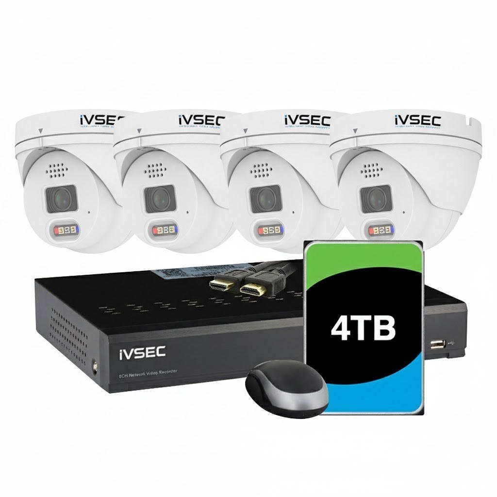 Ivsec | Ivk-55B Camera Kit | 4X Nc340adxb 12MP Ip Cameras With Adv Det, NR3082XB-4TB, 8X PoE NVR 4K