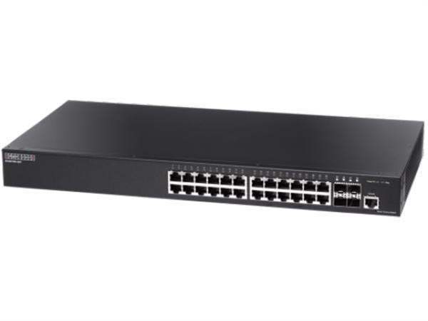 Edgecore 24 Port Gigabit Web-Smart Pro Switch. 4 SFP & 24 RJ-45 Ports. 1X RJ45 Console Port. Fanless Design. External Power.