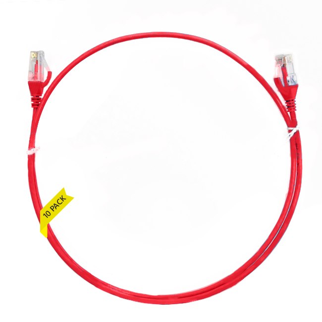 4Cabling 0.15M Cat 6 Ultra Thin LSZH Pack Of 10 Ethernet Network Cable. Red