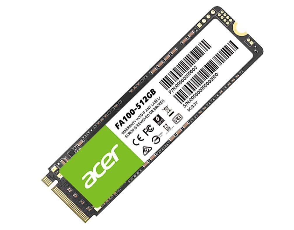 Biwin Acer SSD Fa100 M.2 NVMe PCIe Gen 3*4 512GB M.2 PCIe Gen 3*4 Read Speed 3300 MB/s Write Speed 2200MB/s