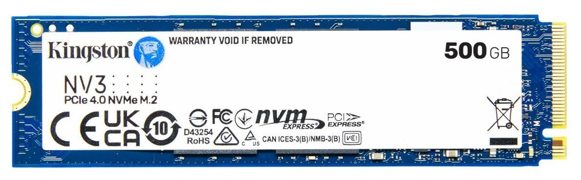 Leader Computer Kingston SNV3S NV3 500G PCle 4.0X4 NVMe M.2 2280 Gen4 SSD 5000/3000MB/s 3D Hand Compaitible Notebook And SFF 5Y Limited