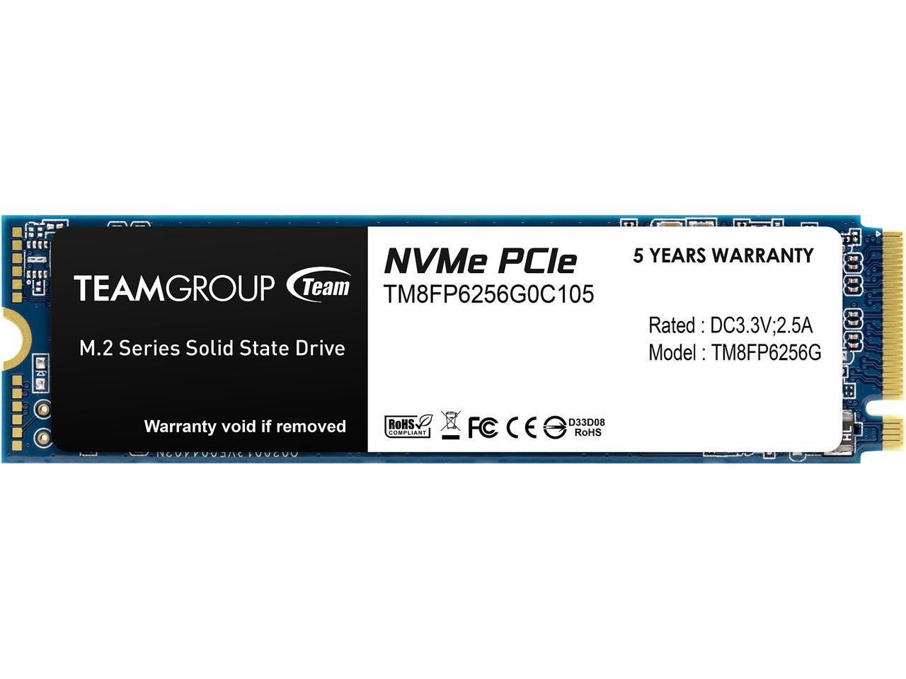 Team Group MP33 M.2 2280 256GB PCIe 3.0 X4 With NVMe 1.3 3D Nand Internal Solid State Drive (SSD) TM8FP6256G0C101