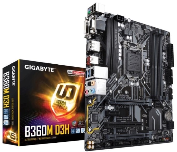 Gigabyte B360M D3H MB, 1151, 4xDDR4, 6xSATA, 1xM.2, Usb3.1, Uatx, 3YR