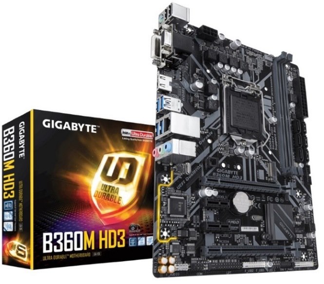 Gigabyte B360M HD3 MB, 1151, 4xDDR4, 6xSATA, 1xM.2, Usb3.1, Uatx, 3YR