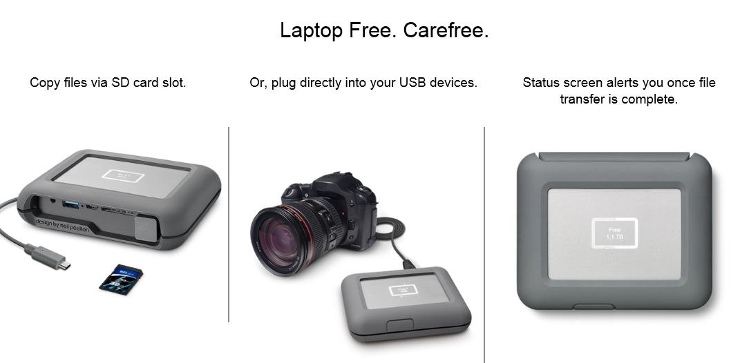 Lacie Dji Copilot Boss 2.5" 4FT Drop Resistant, 2TB Usb-C, Card Reader, Power Bank, 3YR