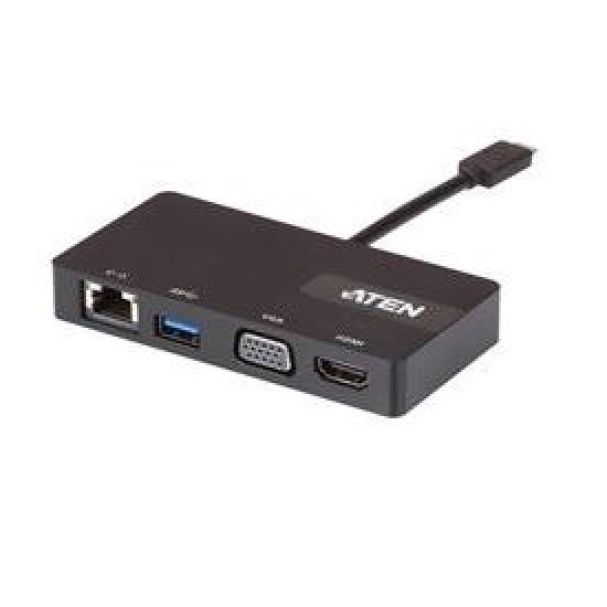 Aten (Uh3232-At) Usb-C Single-View Multiport Mini Dock. Hdmi/Vga, Single View:3840*2160@30, 1X Usb3.1