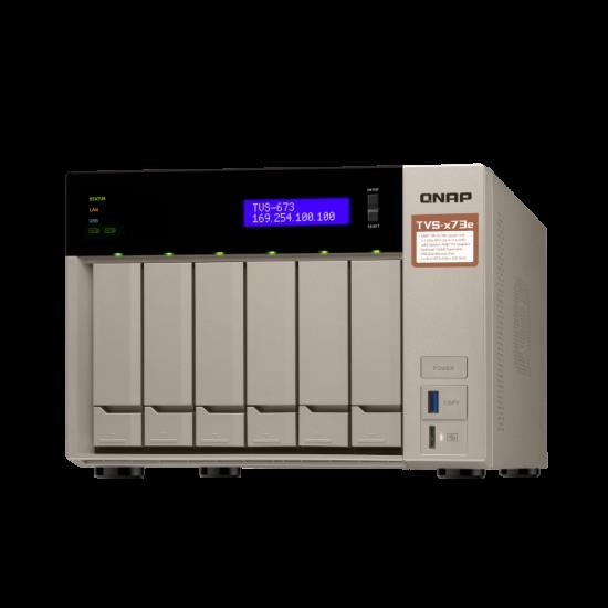 Qnap Tvs-673E-8G,6 Bay Nas (No DISK),m.2 SSD SLOT(2),RX-421BD,8GB,GbE(4),HDMI,TWR,2YR