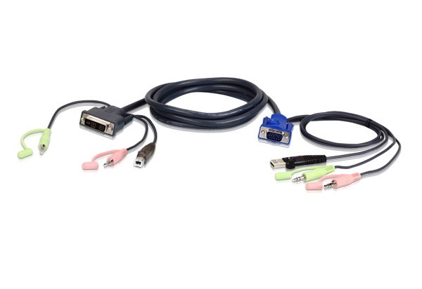 Aten KVM Cable 3M With Vga, Usb & Audio To Dvi-I (Single Link), Usb & Audio