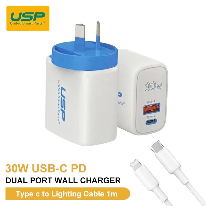 Generic Ugreen 30W Usb A + Type C PD Fast Wall Charger With 1M Usb-C To Lightning White Cable Usp - (6972475750480)