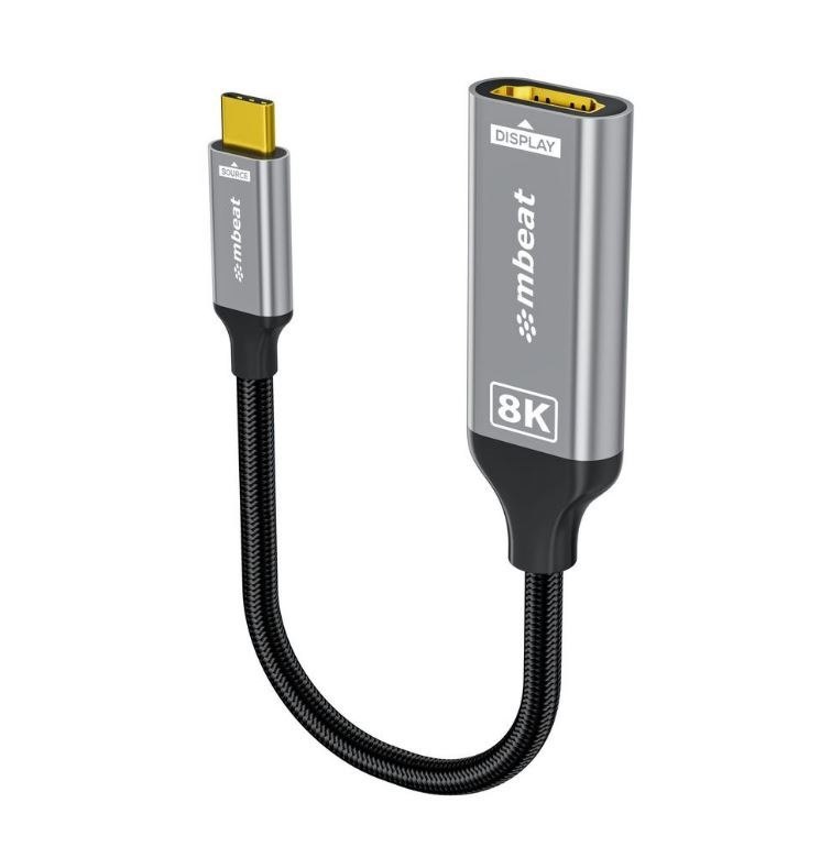 Mbeat Tough Link 8K Usb-C To DP Adapter - Space Grey Usb-C (Male) To DisplayPort (Female) Up To 32.4Gbps (DisplayPort 1.4)