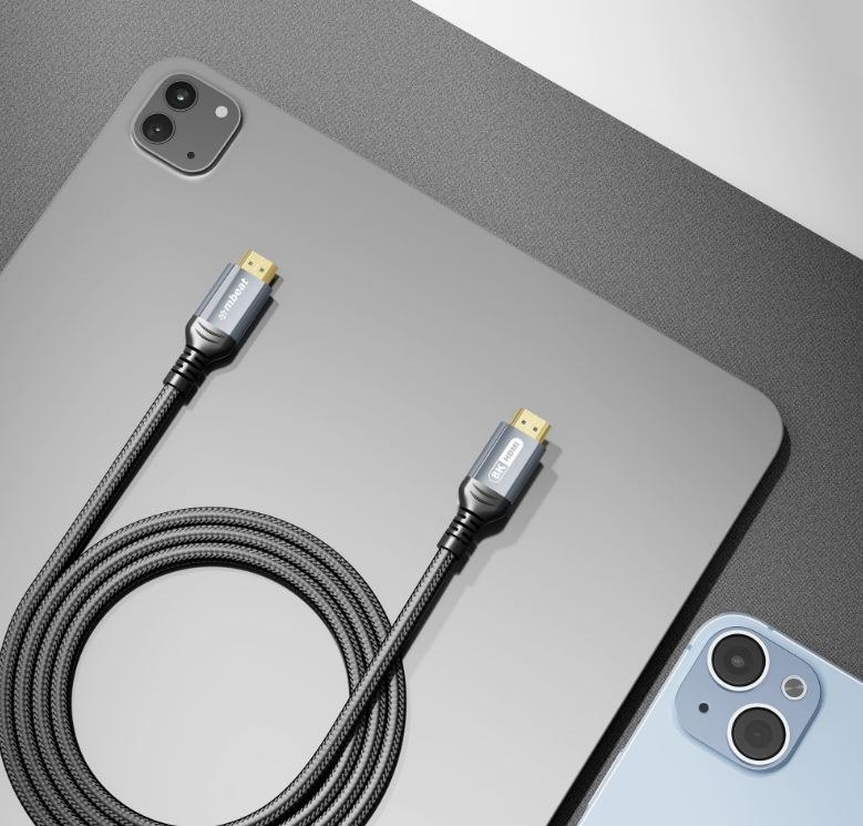 Mbeat Tough Link 1.5M Certified 8K Hdmi Cable - Space Grey Hdmi 2.1 (Male) To Hdmi 2.1 (Male) 50CM × 2.02CM × 1.13CM