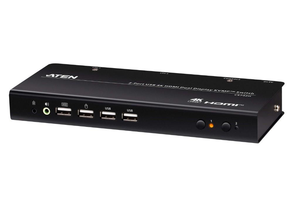 Aten 2-Port Usb 4K Hdmi Dual-Display KVMP Switch (Cables Included)