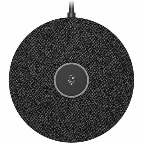 Logitech Rally Mic Pod – Graphite, Four Omnidirectional Beamforming Microphone Elements, Color‑Coded Led Ring, Crystal‑Clear