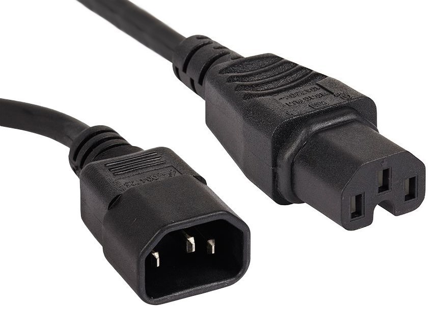 4Cabling 1M Iec C14 To C15 High Temperature Extension Cable | Black