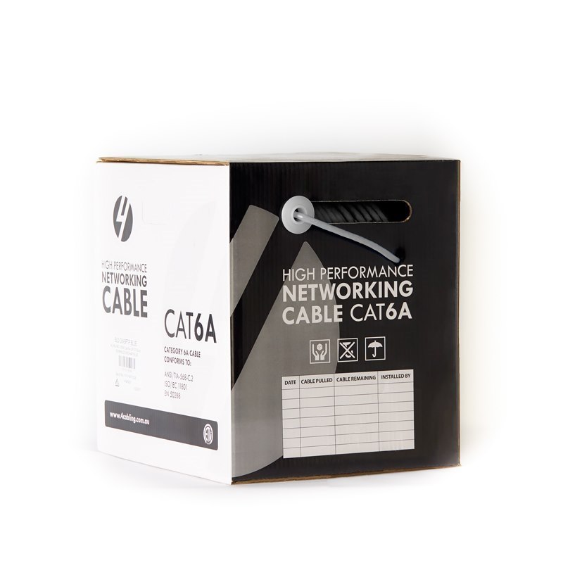 4Cabling Cat6a S/FTP LSZH Solid Core Cable Roll 305M : 23Awg: Grey