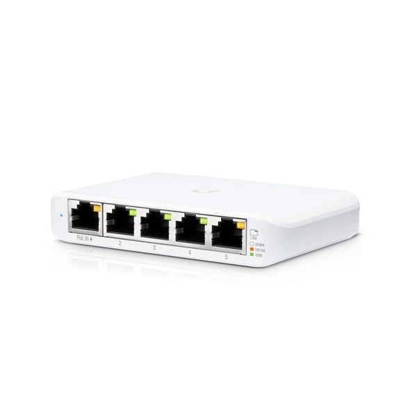 Ubiquiti | Unifi Switch | USW-Flex-Mini | Layer 2 Managed Gigabit Switch, 5X GbE RJ45 Ports, Powerable Via PoE (802.3Af) Or Usb Type-C 5V 1A