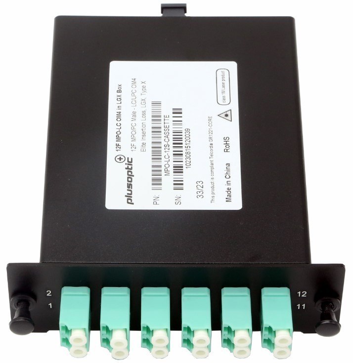 PlusOptic Mpo Cassette 12 Port Lc/Upc Om4 (1 X 12 Core Mpo-Lc) Customised Type