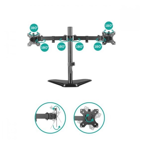 Mbeat® Activiva Dual-Screen Articulating Monitor Arm With Free-Standing Desktop Base Provides The Perfect Solution For Ergonomic Comfort And Workspace