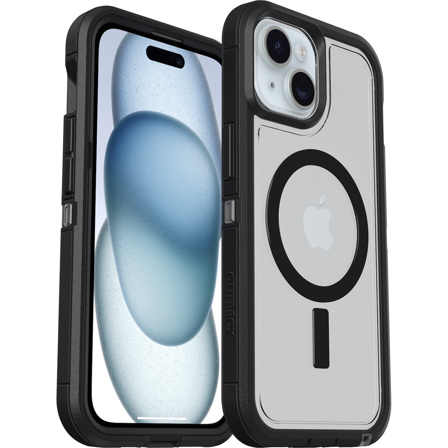 OtterBox Defender Series XT Case for Apple iPhone 15, iPhone 14, iPhone 13 Smartphone - Dark Side (Clear/Black)