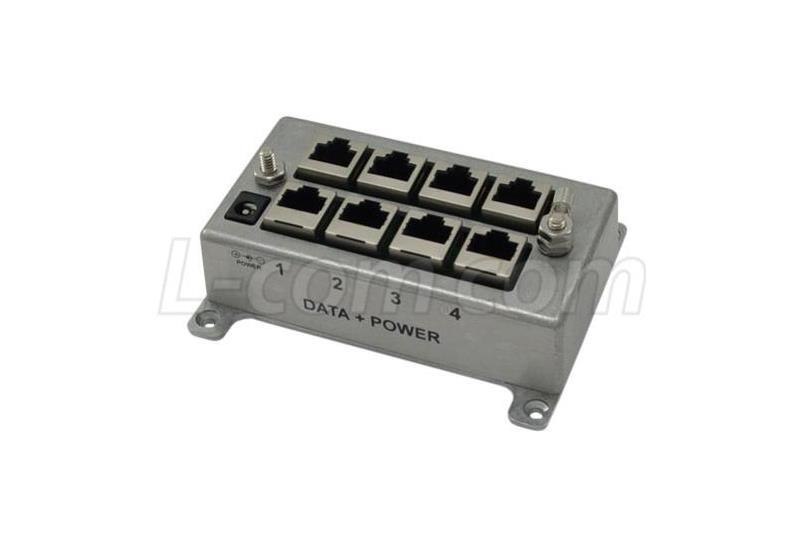 L-Com 4 Port Cat6 Passive Gigabit Midspan Injector