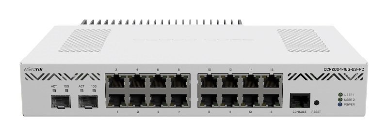 MikroTik CCR2004-16G-2S+PC Router With 16X Gigabit Ethernet Ports, 2x10G SFP+ And Passive Cooling