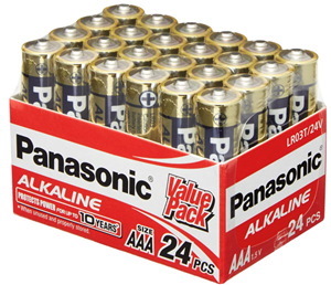 Panasonic LR03T/24V Aaa 24PCS Alkaline 1.5V Bulk Value Pack Alkaline-Zinc - Longer Lasting Protects Power For Upto 10 Years