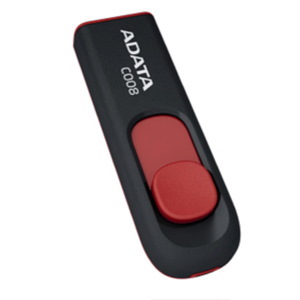 Adata C008 Retractable Flash Drive - 32GB - Black / Red Usb 2.0