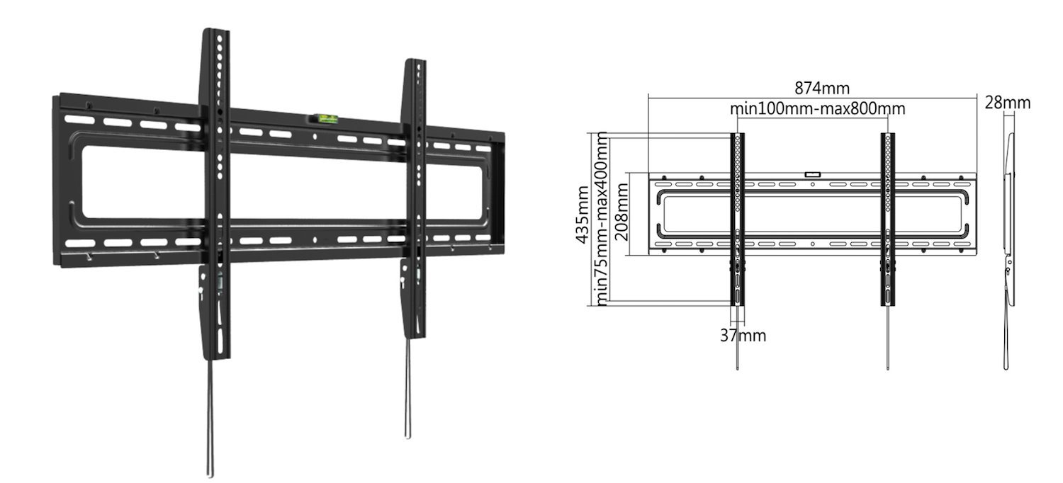 Brateck Lumi Fixed Curved & Flat Panel TV Wall Mount For Most 37"-70" Curved & Flat Panel TVs