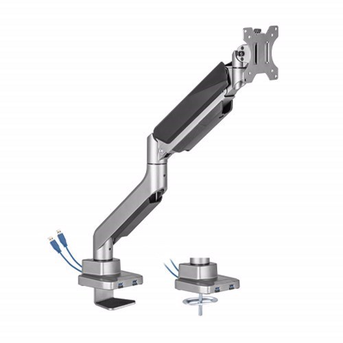 Brateck Economy Heavy-Duty Single Monitor Gas Spring Monitor Arm With Usb 3.0 Ports