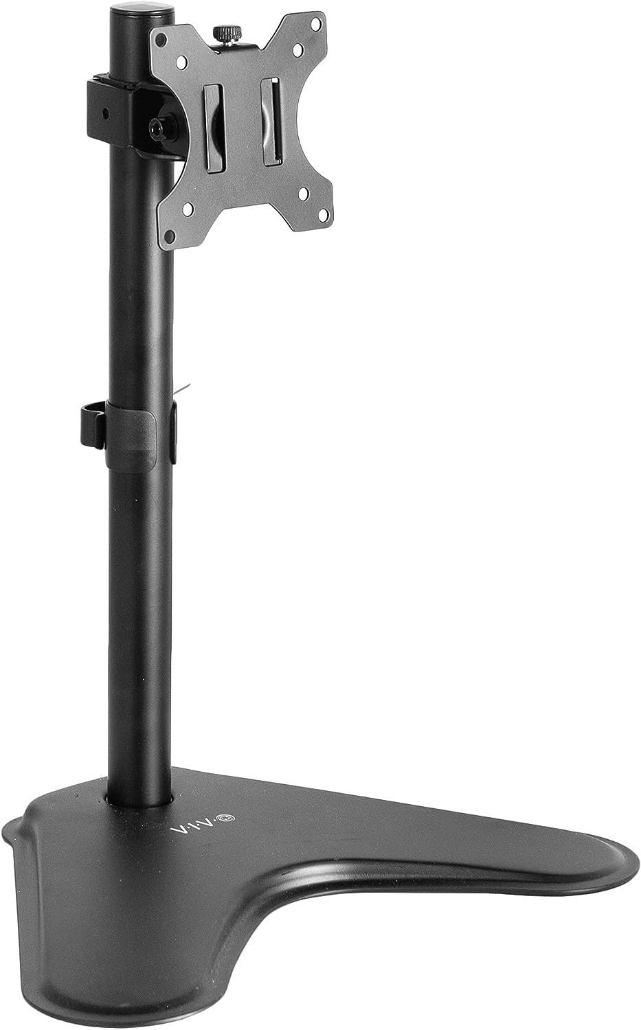 Single Monitor Desk Stand, Holds Screens up to 32 inch Regular and 38 inch Ultrawide, Freestanding VESA Steel Mount Base, Adjustable Height, Tilt, Swivel, Rotation, Black