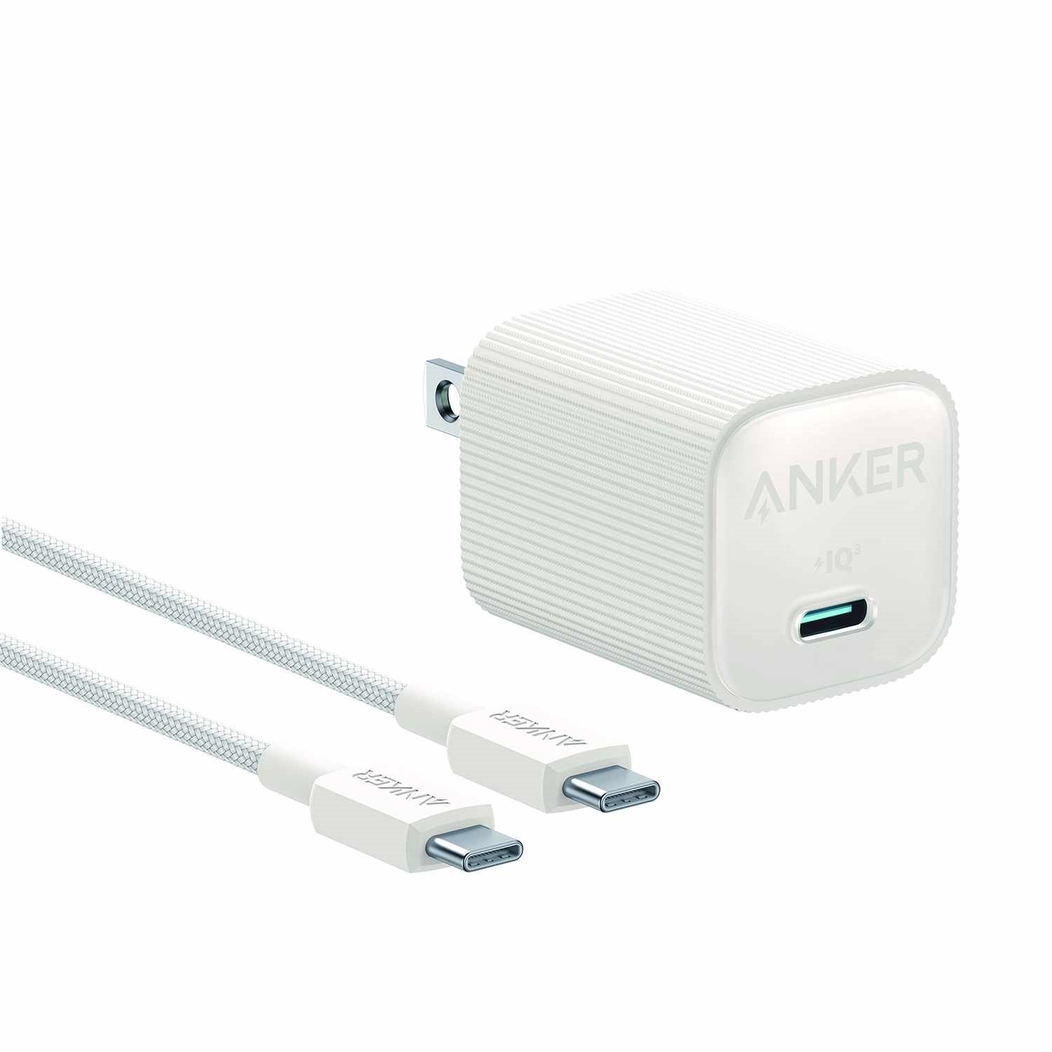 Anker Nano Wall Charger 30W Usb-C White With Usb-C Aksd Brained 3FT Cable