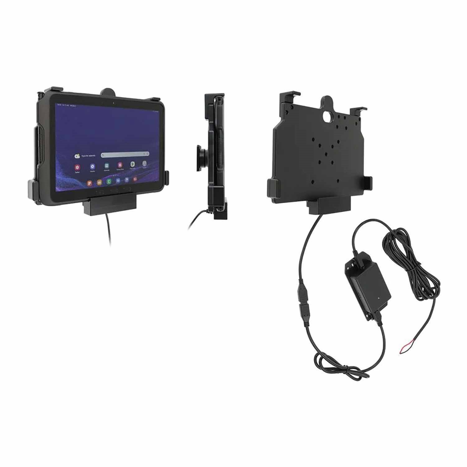ProClip Charging Holder With Tilt-Swivel And Hard-Wired Power Supply Black For Samsung Galaxy Tab Active 4 Pro