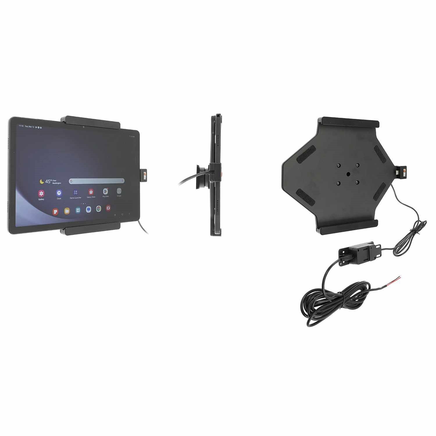 ProClip Charging Cradle With Tilt Swivel And Usb-C PD Hard-Wired Power Supply + Usb-A Port Black For Samsung Galaxy Tab A11+/Galaxy Tab A9+