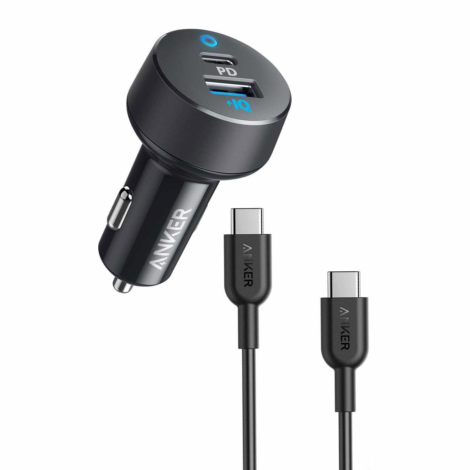Anker Car Charger 35W 2-Port Usb-A/Usb-C Black With Usb-C Cable