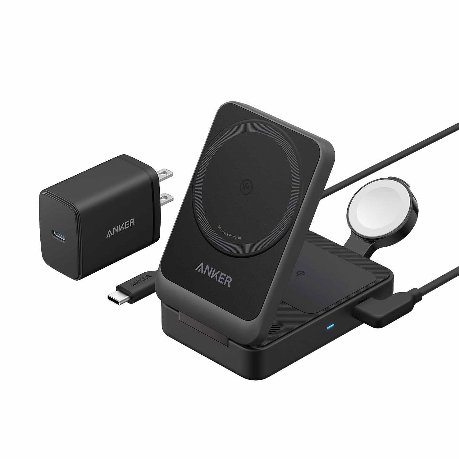 Anker MagGo Qi2 3-In-1 Wireless Charging Station 15W Black