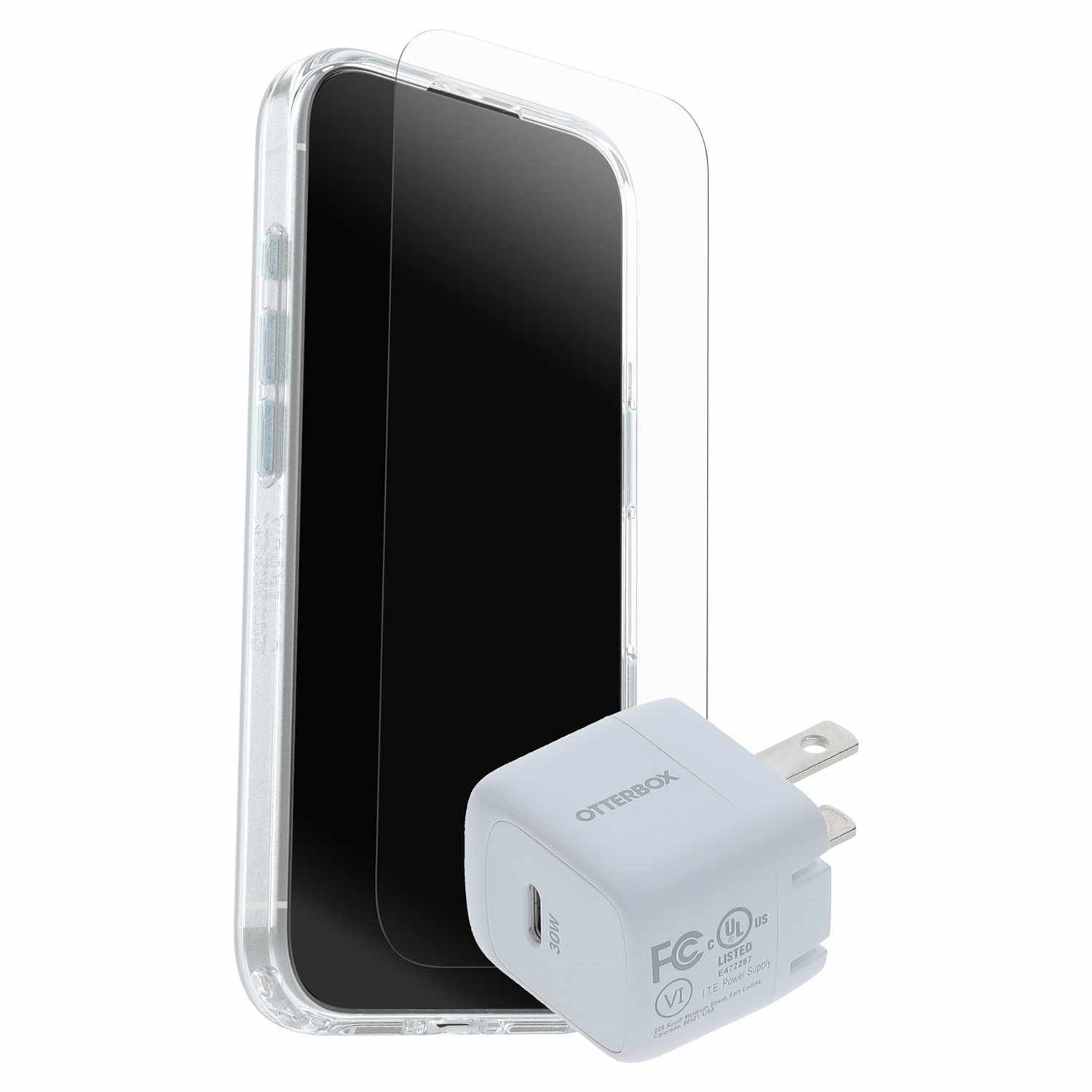 OtterBox Protection+Power Kit (Symmetry Clear MagSafe w/Glass + Wall Charger 30W White) Clear For iPhone 17