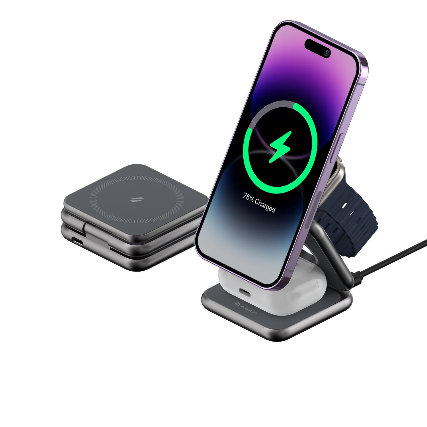 Adam Elements Mag 3 - Magnetic 3-In-1 Foldable Travel Charging Station